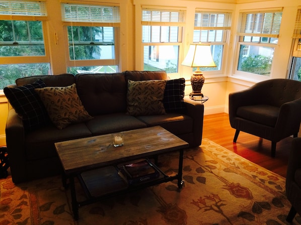 Windows everywhere on the second floor with a tree house like feeling.