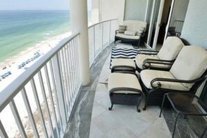 Large beach front balcony - living area & master bedroom