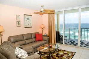 Living area with queen sleeper sofa
