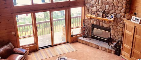 Great Room, with sliding doors to deck & side door to screened-in porch