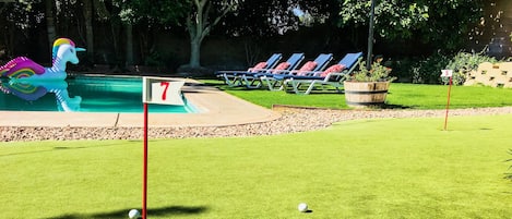 Villa Villeta has it all! 4 hole putting green, pool, spa, & plenty of shade!