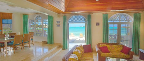 Lounge with amazing beach views. With high speed internet and 65" smart TV.