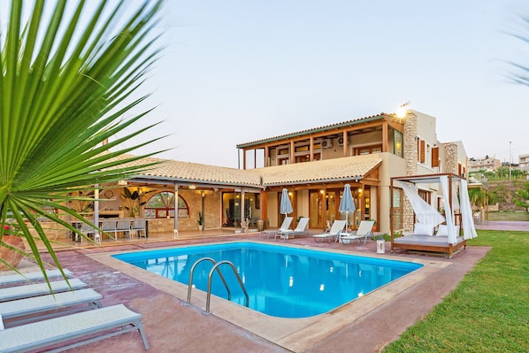 Main facade, Luxury Beachfront Villa, Sfakaki, Rethymno