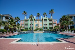The Fountain Pool is heated; the water fall can be seen and heard at the balcony