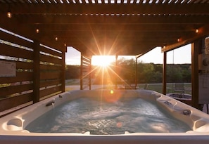 Hot tub at sunset