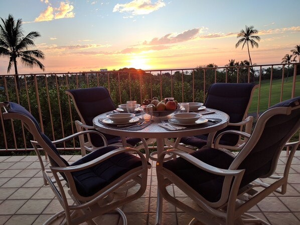 Sunset view from the lanai