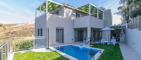 Luxury villa, Panormo, Rethymno,Main facade of the property 