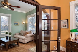 View of living room from office