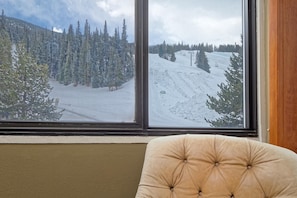 Chair with a view! Look out the window & check out the lift lines @ the Eagle.