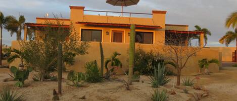 Full wrap around patio with peaceful gardens.