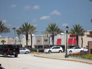 TGIF, Starbucks, Salty Dogs Surf Shop and Walgreens across the street 