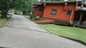 Driveway. You can drive thru and exit on the other side. Love it!!