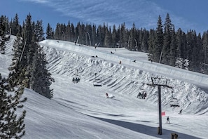 Your view of the American Eagle ski lift and halfpipe from the living room.