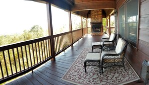 Viewing area on deck near fireplace