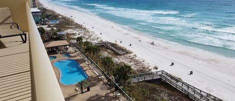 View from our Balcony overlooking the pools and beautiful beach!