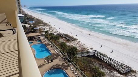 View from our Balcony overlooking the pools and beautiful beach!