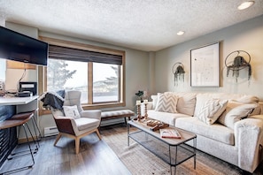 Living room with foldout sofa