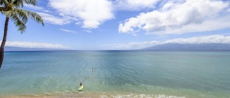 The view of Molokai on the left and Lanai on the right.