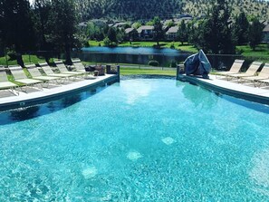 Lake Side Sports Center has an infinity pool, kids splash park, hot tub, fitness center, and weight room
