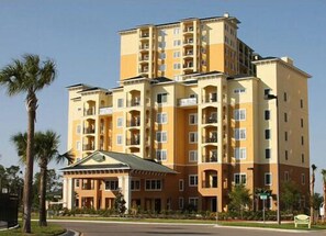 Main building, front desk, and spa.