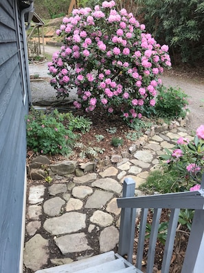 Stone entry to the front door.