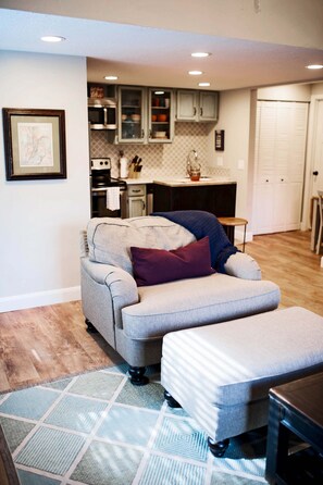 View of kitchen from living room