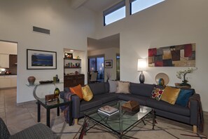 Living Room with wrap around couch and 2 side chairs