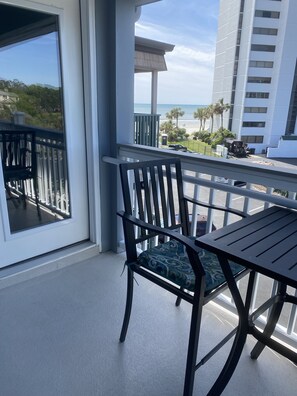 Awesome views of ocean from New balcony with towel bar.