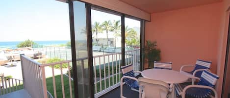 Private Patio Overlooking the Heated Pool/Tennis Courts with Amazing Gulf View-Patio Seating for 4-6