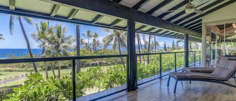 Ka'anapali Golf Course home with large lanai overlooking the 12th hole fairway and the ocean with Lanai and Molokai in the background.