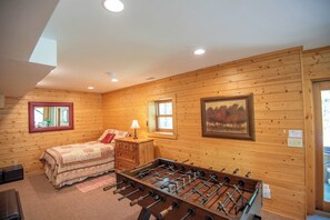 The kids can enjoy a game of Foosball in the basement...