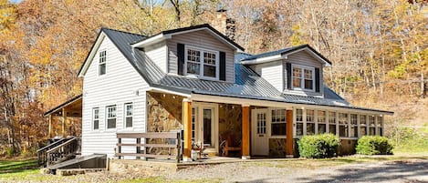 This home sits on a lush and spacious back yard that is bordered by meandering Stony Fork Creek.