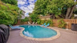 The pool is lovely, with a very sunny deck and plenty of seating and lounging options...
