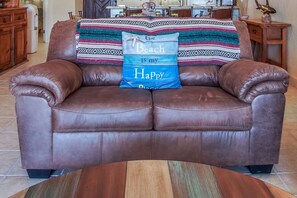 Close up of the leather chair in living room