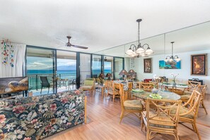 Dining table with desk area