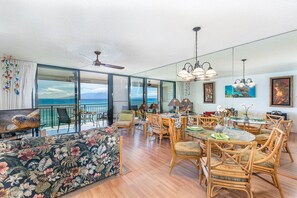 Dining table with desk area