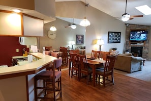 View from the Second Bedroom. Breakfast Bar Seating for Three.