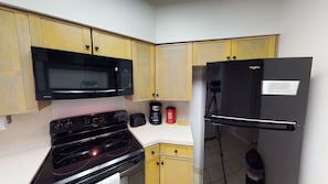 Kitchen with black appliances!