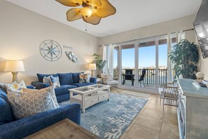 Newly Furnished Living Room with Queen Sleeper Sofa, Loveseat, and Smart TV (and an amazing view!)