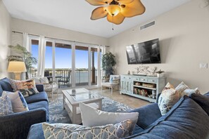 Newly Furnished Living Room with Queen Sleeper Sofa, Loveseat, and Smart TV (and an amazing view!)
