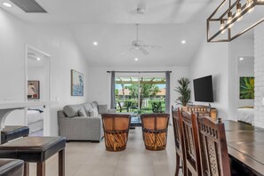 Dine in and enjoy the modern decor and layout