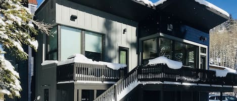 Front of Cabin in Winter