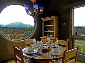 Inviting cozy dining ambiance with spectacular views
