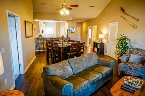 View from the Patio Entrance to the Condo. Nice New Hardwood Floors.