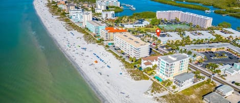 Drone View of Indian Shores Beach/Barefoot Beach Resort