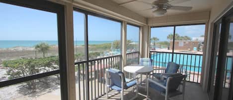 Watch Gorgeous Sunsets on this Large Screened-In Gulfview Patio
