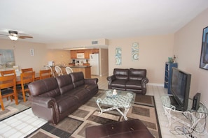 Oceanfront living room.