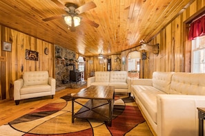 Living Room w/ Wood Burning Fireplace