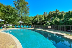 Inverness pool sits on the Comal riverbank.
