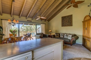 Ceiling fans in the living area.